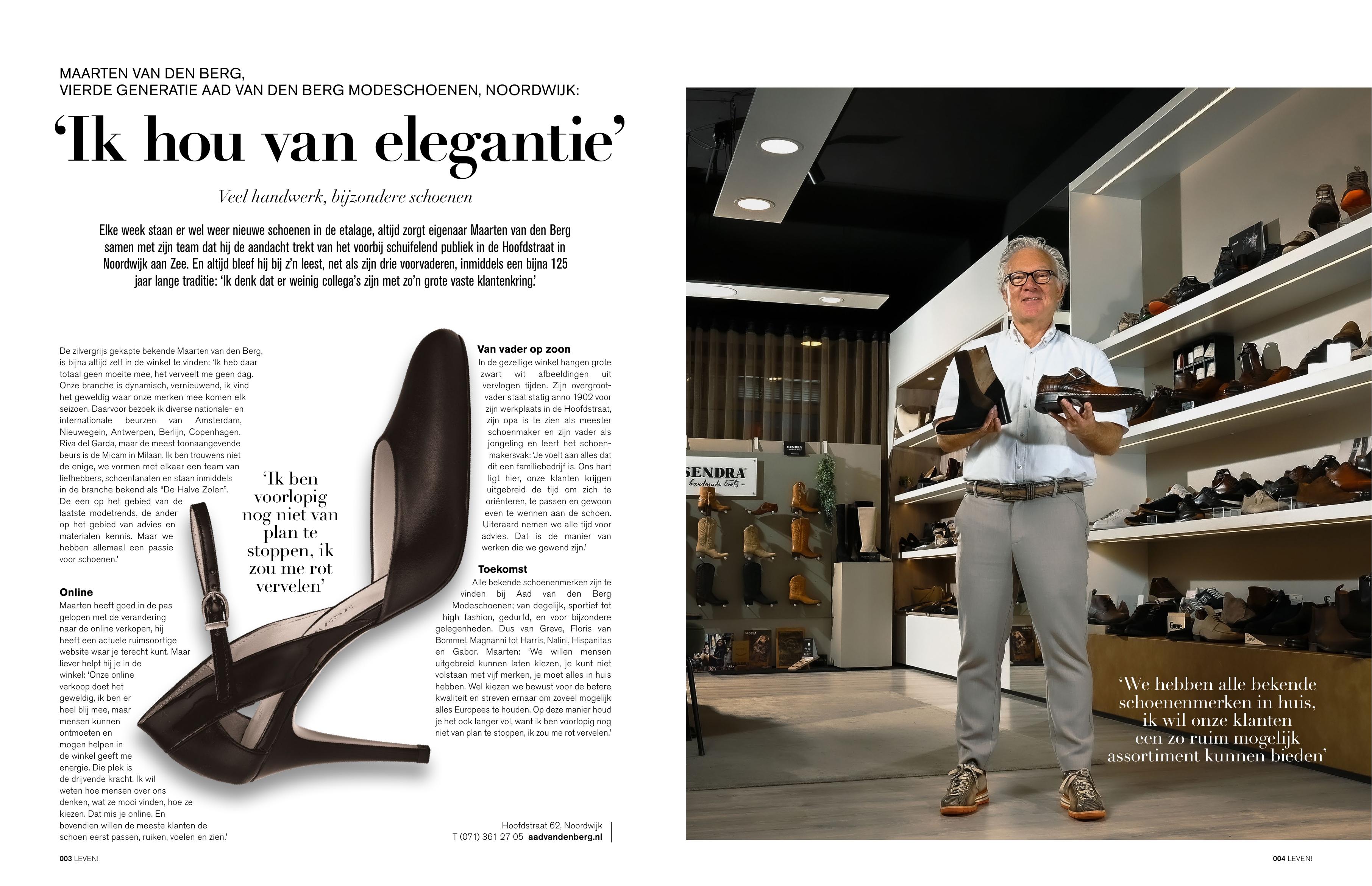 Interview magazine Leven 84 met Maarten van den Berg van Aad van den Berg Modeschoenen