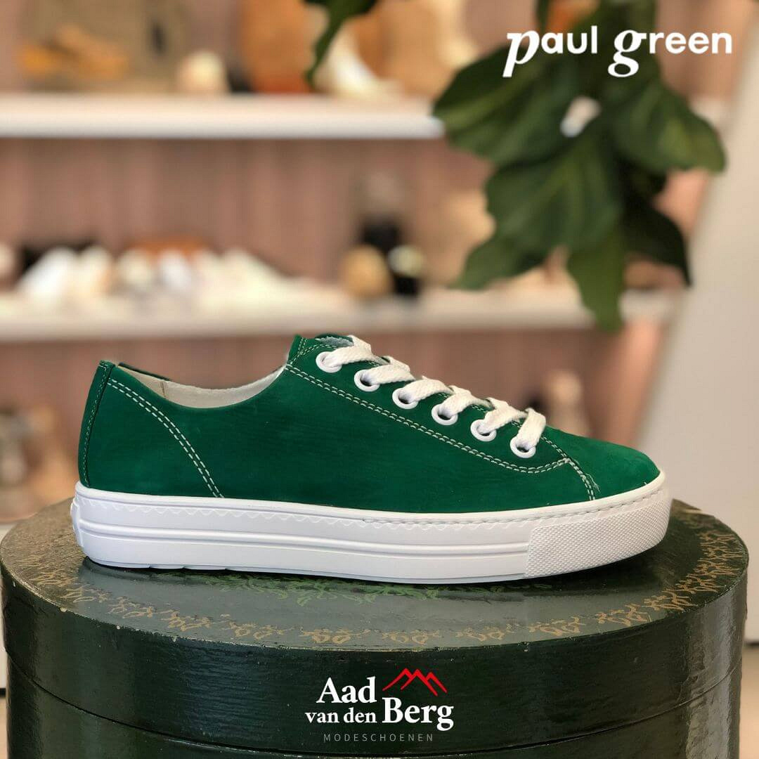Zeg opzij Corporation aluminium Paul Green Damesschoenen Sneakers groen | Aad van den Berg modeschoenen