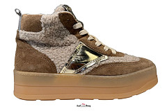 Mjus Damesschoenen Veterboots beige